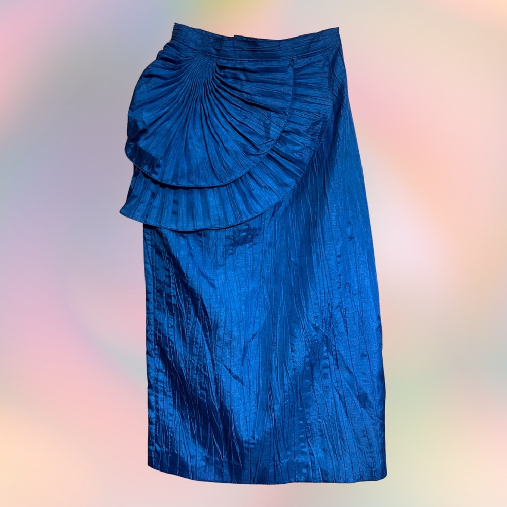 xs/s floral pleats skirt in bright blue